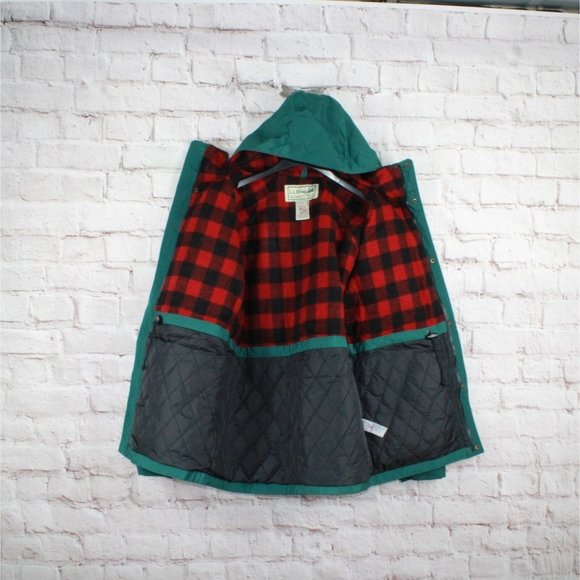 LL Bean '82 Green Nylon Wool Lined Original Baxter State Hooded Parka S - Picture 6 of 9